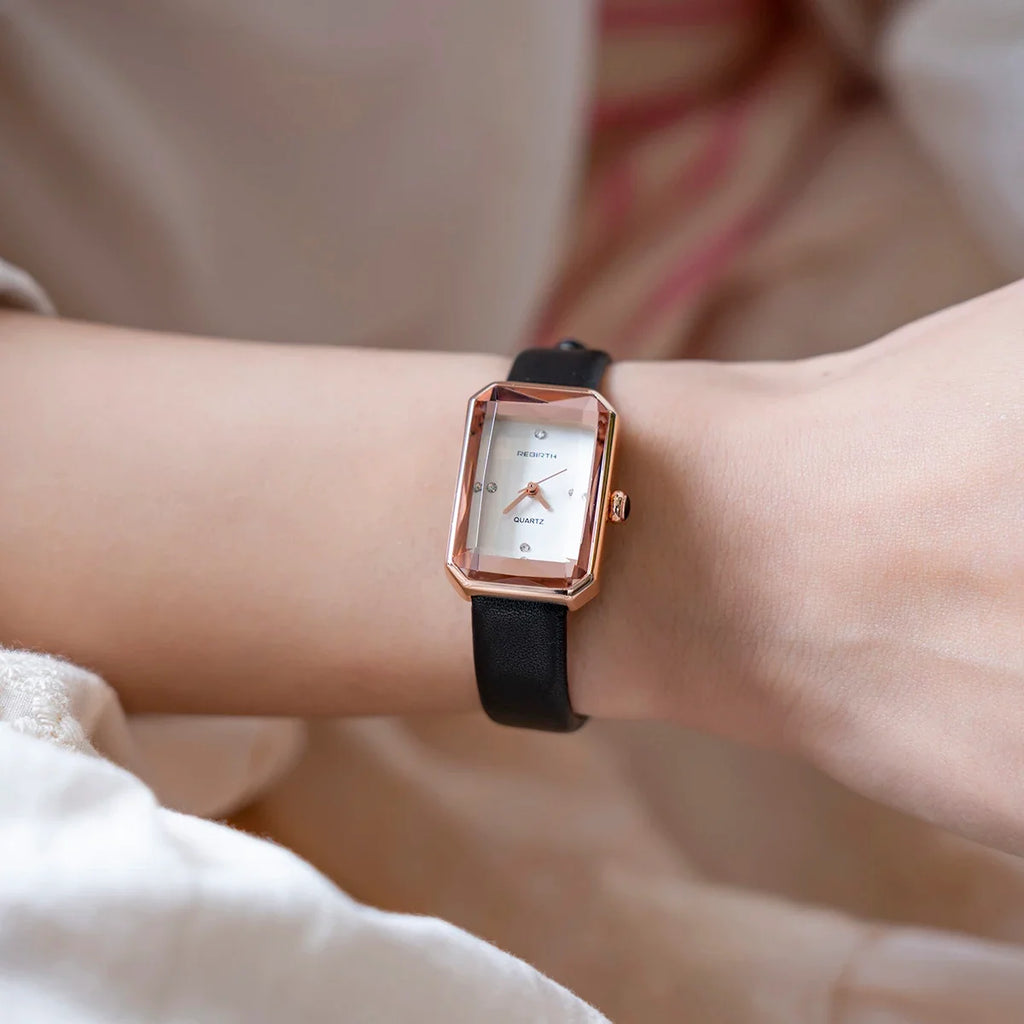 Colette | Montre Bracelet Cuir Boîtier Rectangulaire