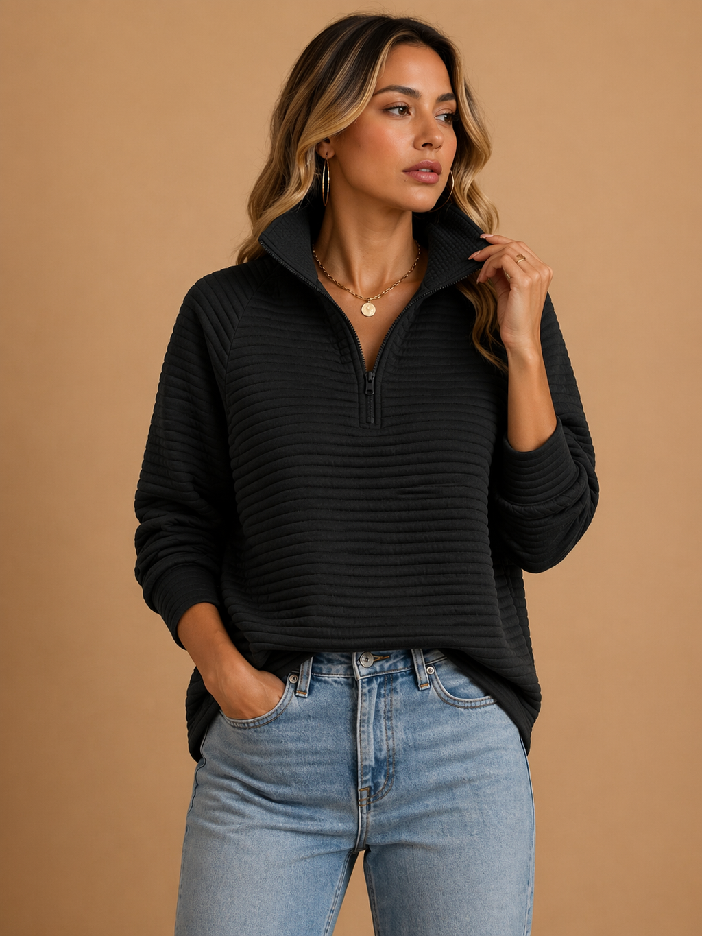 Héloïse | Pull Col Camionneur Demi-Zip
