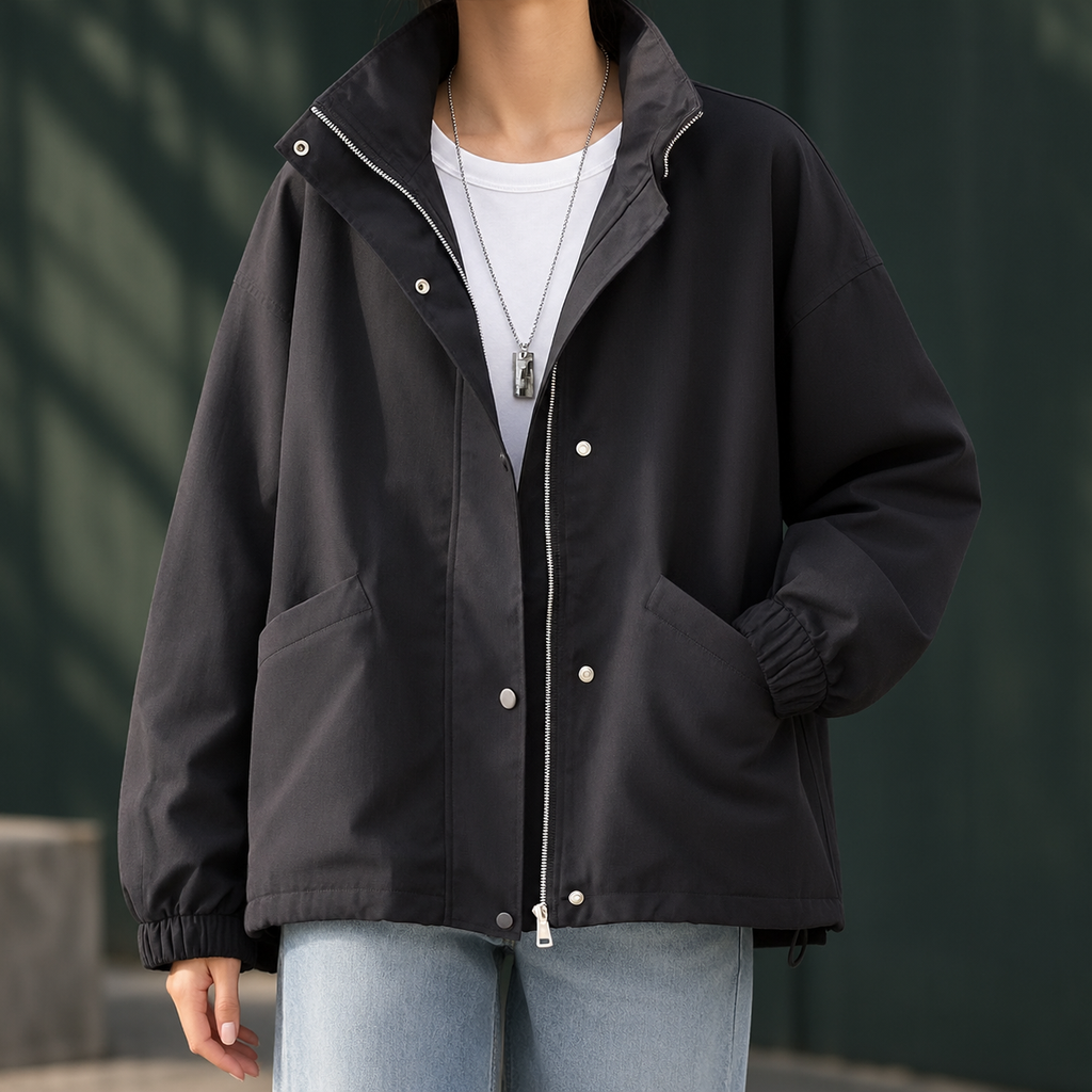 Manon | Veste Col Montant Zip et Pression