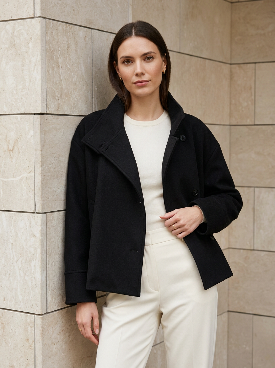Amélia | Veste Courte Élégante à Col Montant
