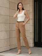 Lina | Pantalon Élégant Taille Haute avec Ceinture