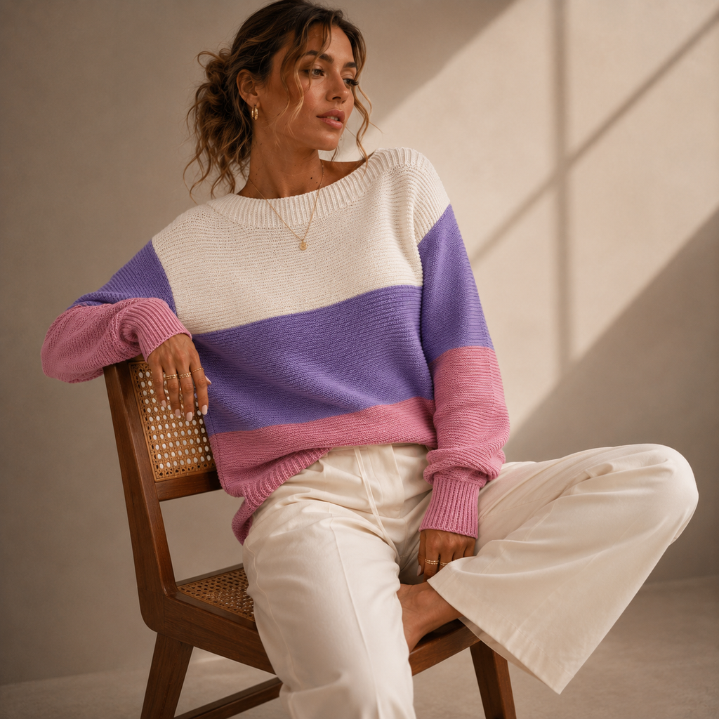 Rosalie | Pull Colorblock Col Bateau Oversize