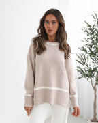 Rosalie | Pull Mélange Laine Col Rond Rayures Contrastées