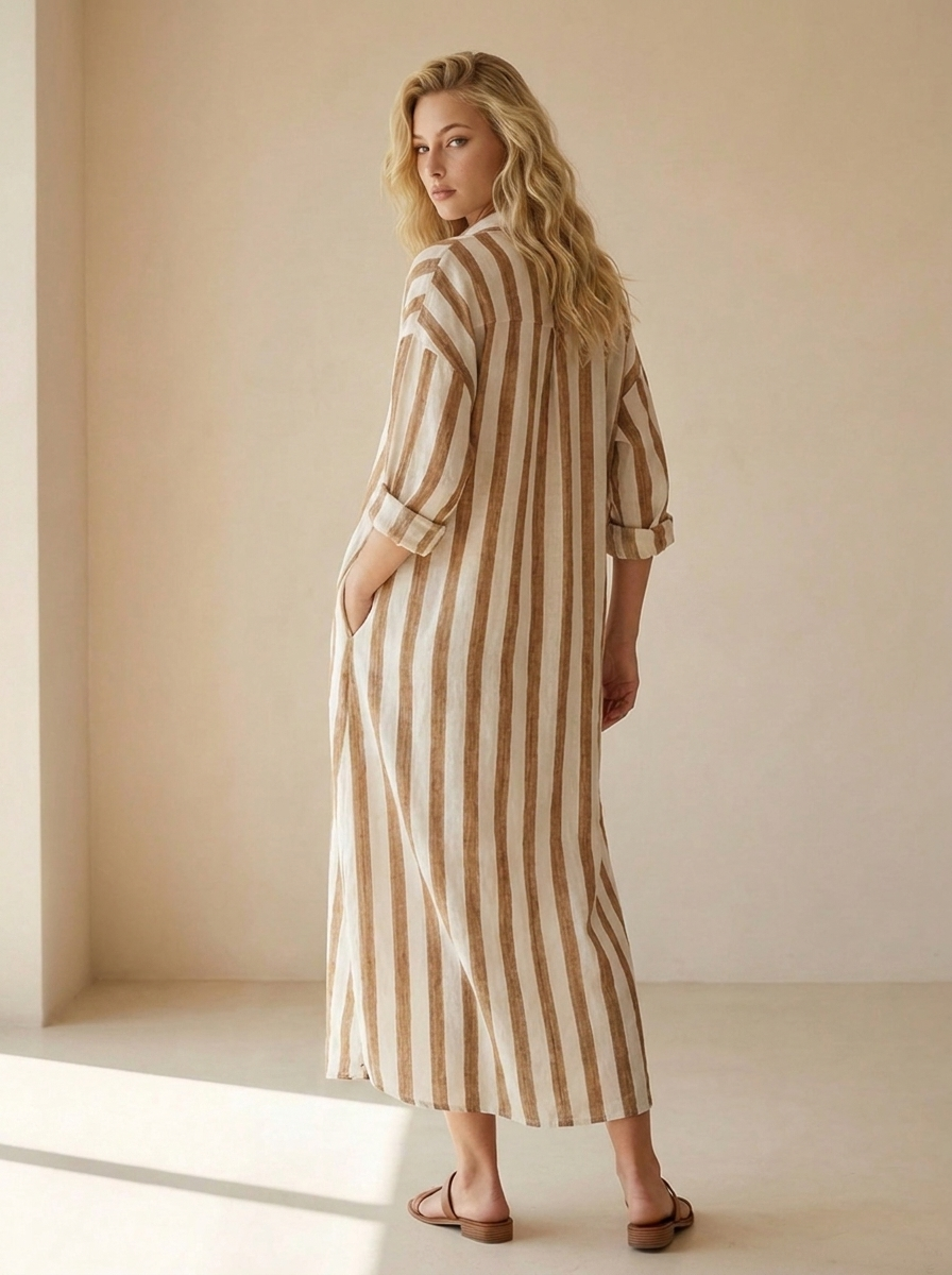 Maréa | Robe Chemise Longue À Rayures