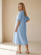 Isla | Robe En Lin Décontractée Avec Col En V