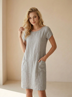 Freya | Robe En Lin À Manches Courtes Et Poches