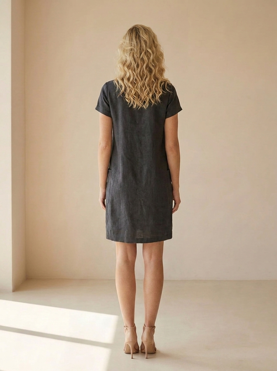 Freya | Robe En Lin À Manches Courtes Et Poches