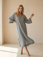 Seraphina | Robe Kaftan À Rayures Avec Col En V