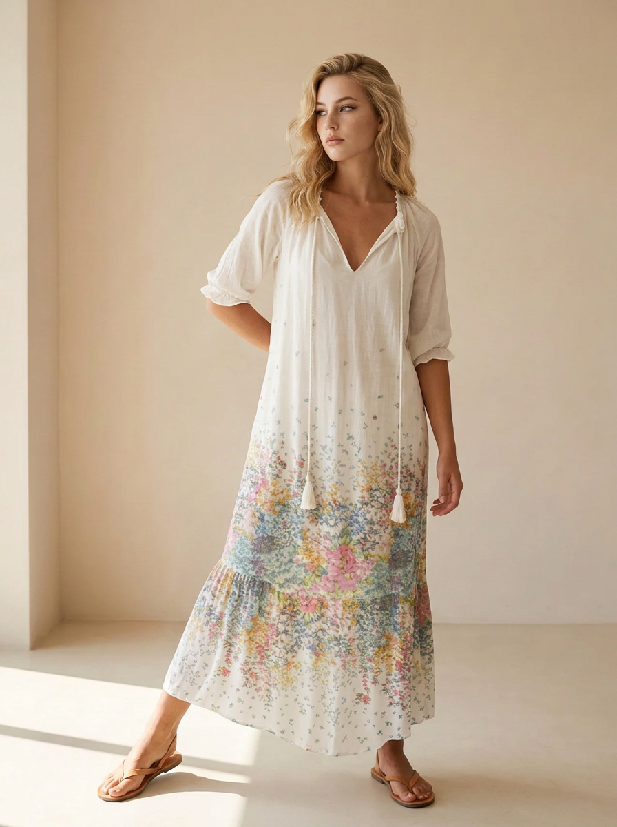 Elvara | Robe Maxi À Imprimé Floral Et Coupe Ample