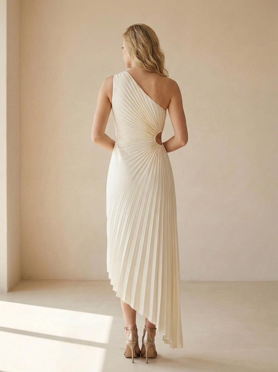 Delfina | Robe Maxi Plissée À Une Épaule