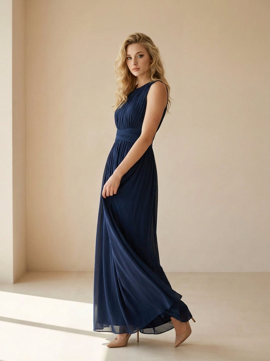 Elenora | Robe Maxi Sans Manches À Silhouette Fluide