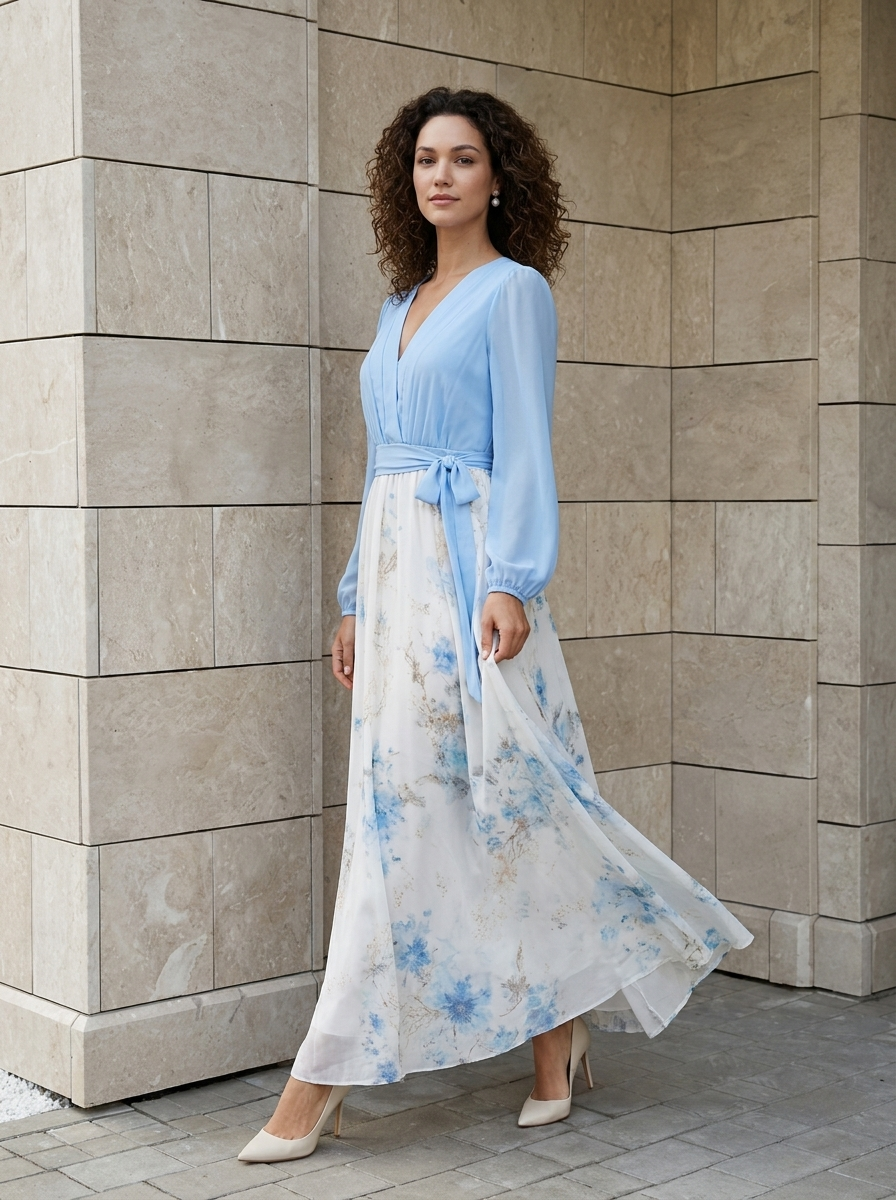 Aurélia | Robe Maxi Fleurie à Col V Élégante