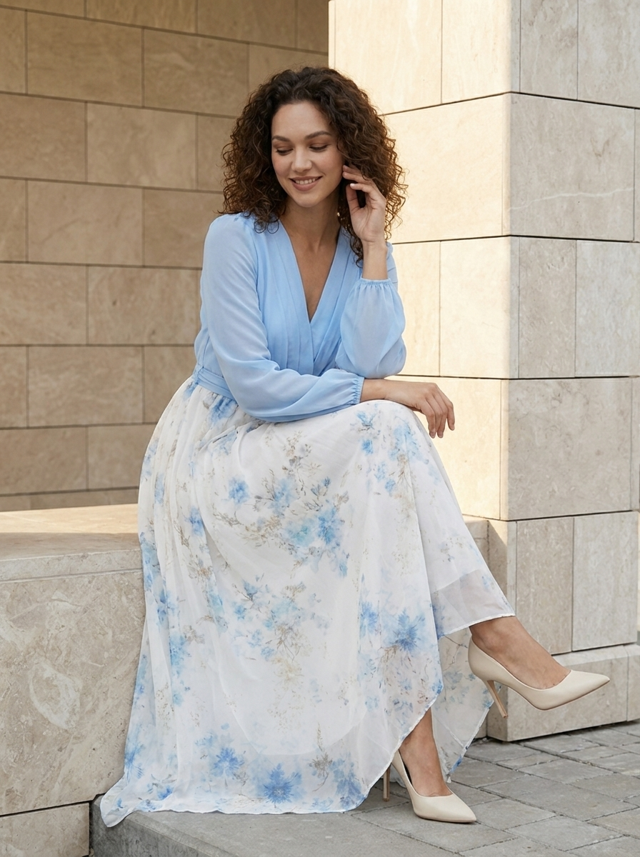 Aurélia | Robe Maxi Fleurie à Col V Élégante