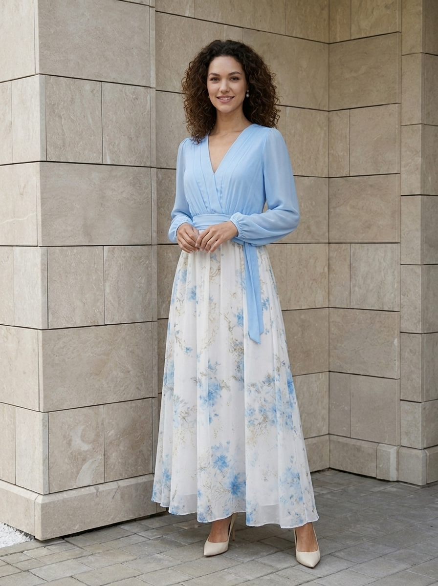 Aurélia | Robe Maxi Fleurie à Col V Élégante