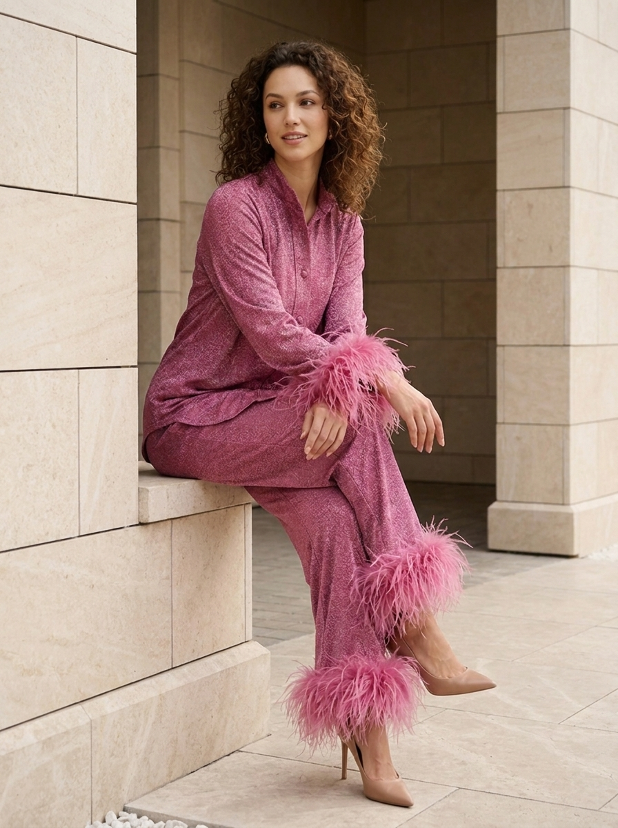Vivienne | Ensemble Scintillant à Détails Plume