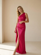 Seraphine | Robe Longue Asymétrique Satinée