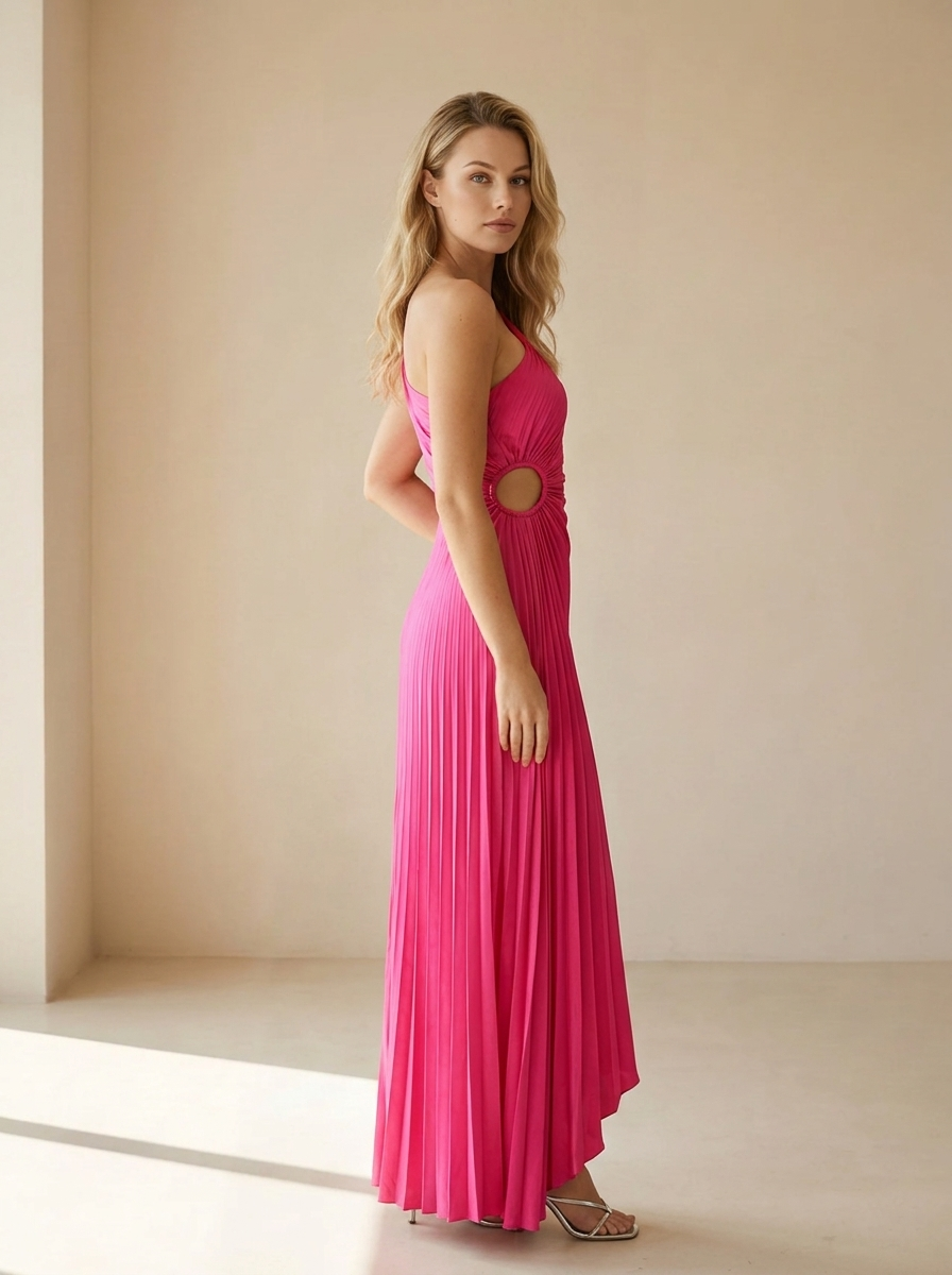 Delfina | Robe Maxi Plissée À Une Épaule