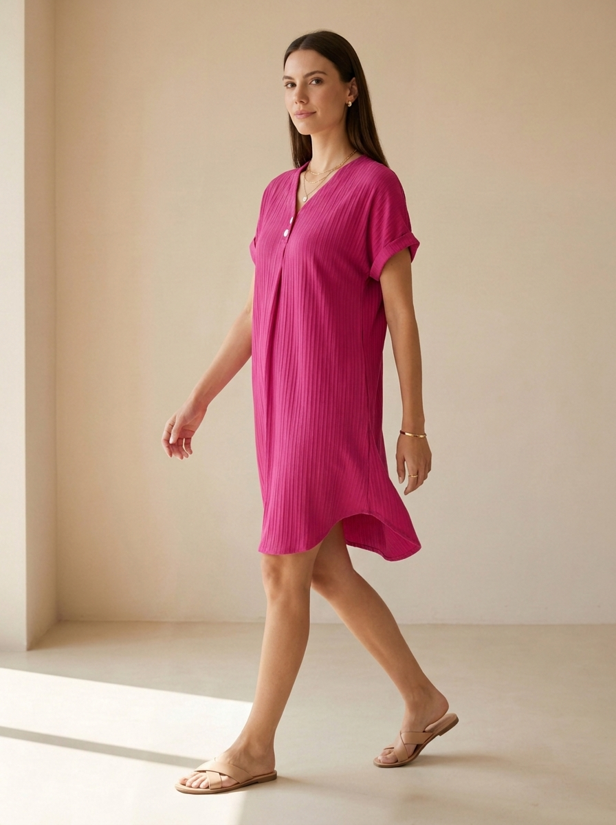 Elina | Robe T-Shirt Col V