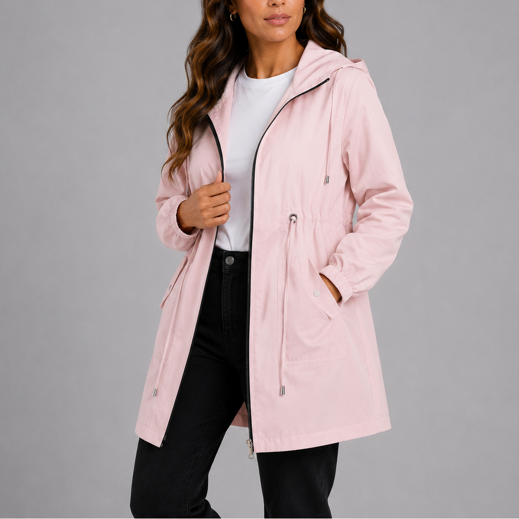 Céline | Veste de Pluie Capuche Cordon Taille