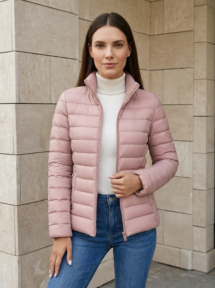 Camille | Veste Matelassée Légère à Col Montant