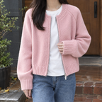 Inès | Cardigan Zippé Court en Maille Épaisse