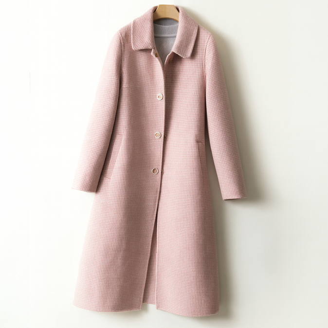 Joséphine | Manteau Long Motif Vichy Col Classique