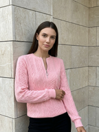 Noémie | Pull en Maille Torsadée à Col Zippé