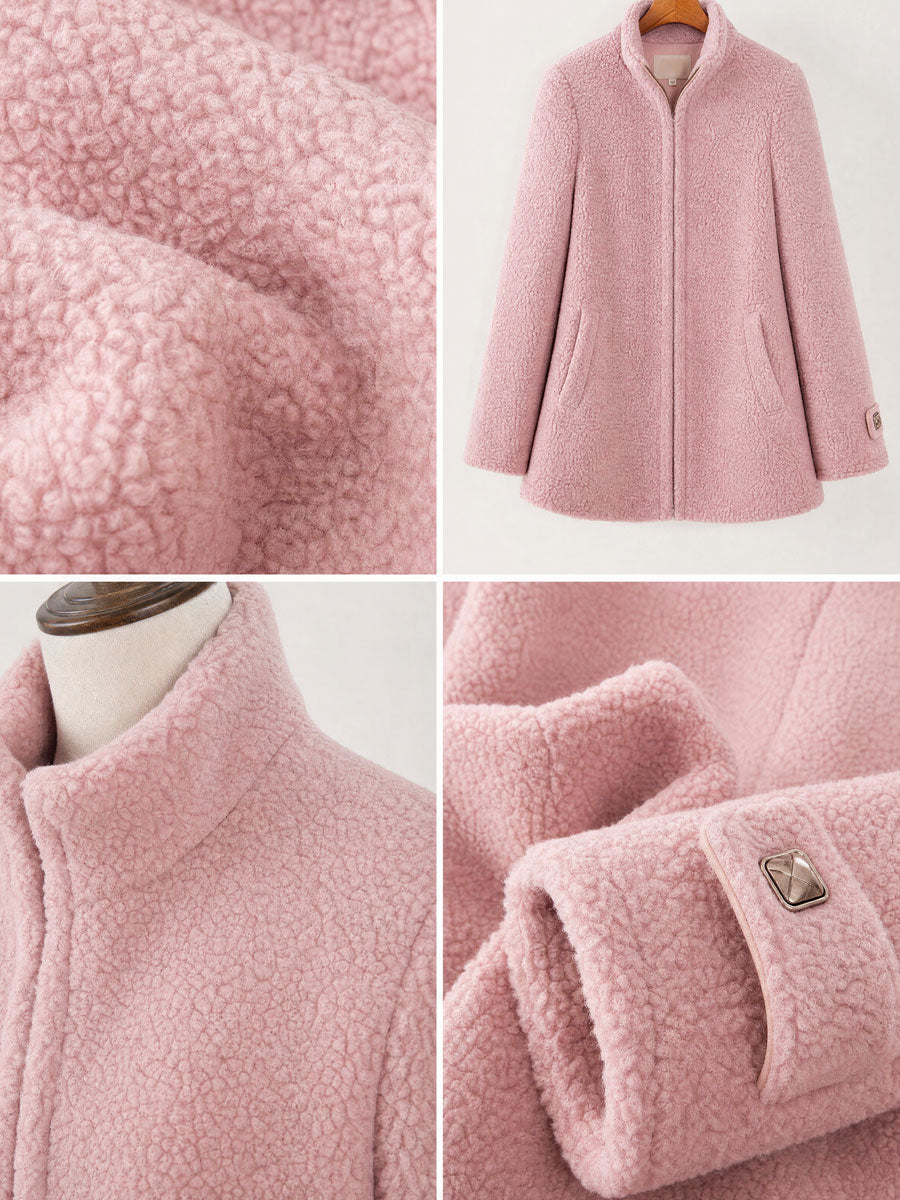 Céleste | Veste Polaire Zippée Ajustée Effet Peluche