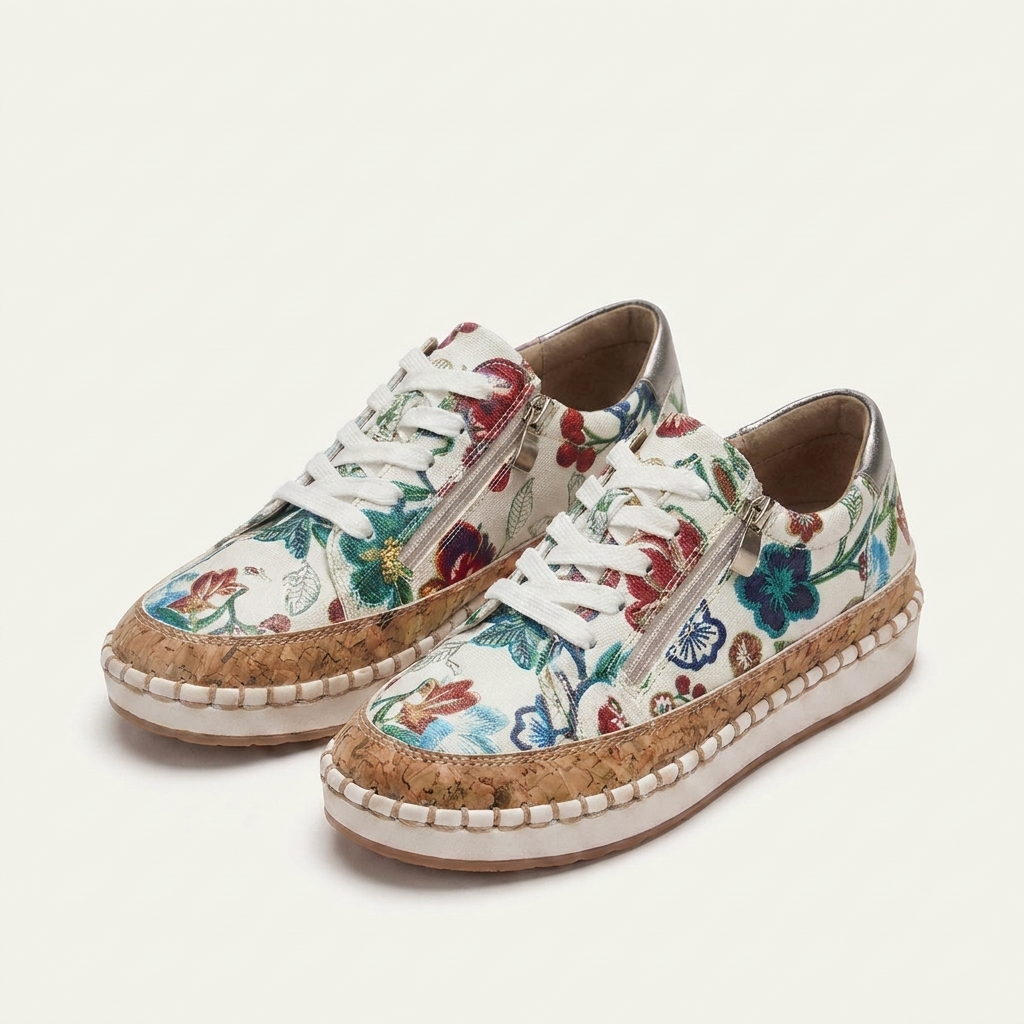Élora | Baskets Florales Orthopédiques à Lacets