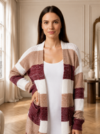 Maëlle | Cardigan Long Rayé En Maille