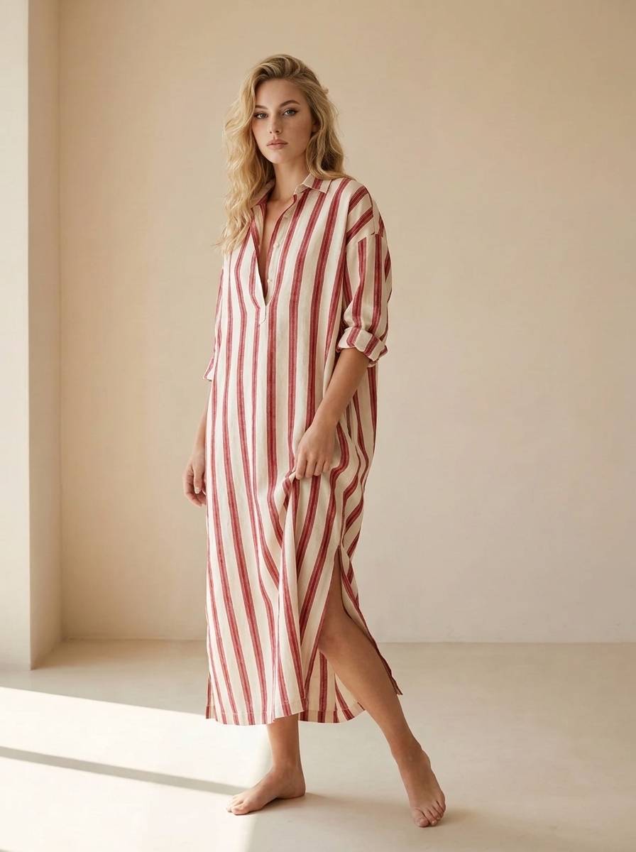 Maréa | Robe Chemise Longue À Rayures