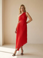 Delfina | Robe Maxi Plissée À Une Épaule