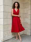 Élodie | Robe Midi Élégante à Col Croisé