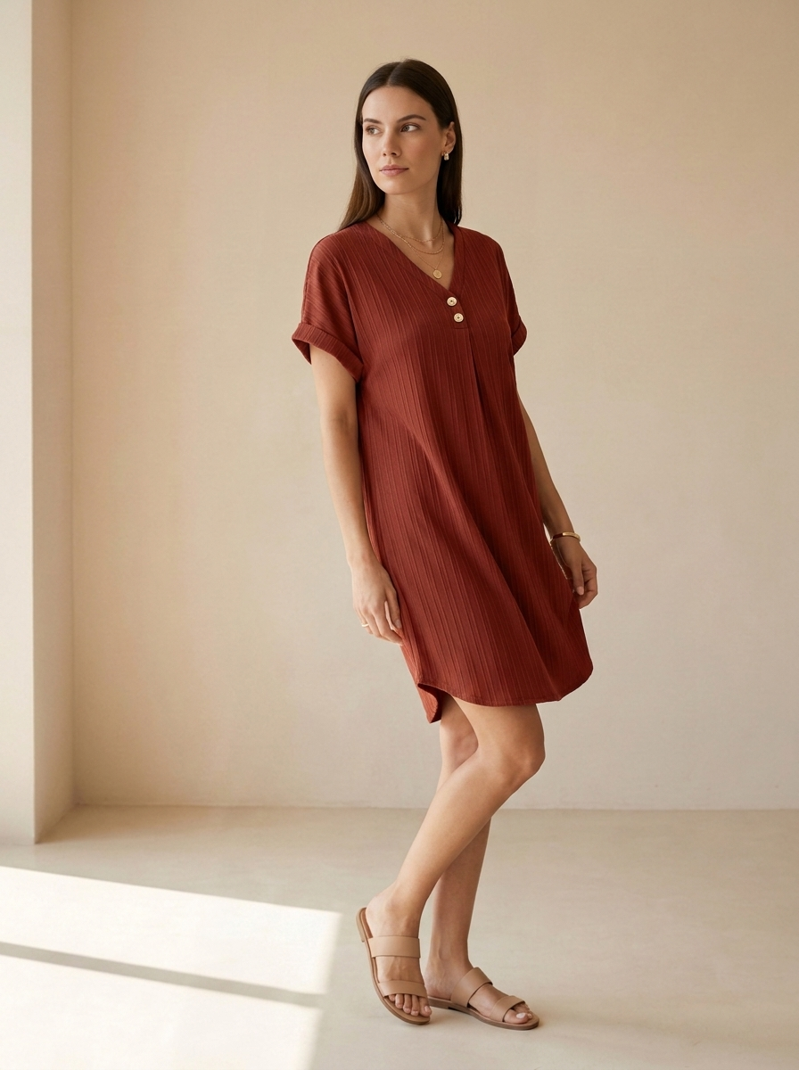 Elina | Robe T-Shirt Col V