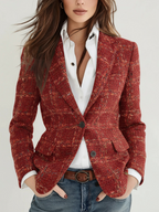 Joséphine | Blazer en Tweed à Carreaux Coupe Ajustée