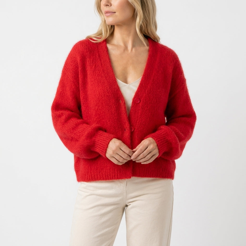 Alix | Cardigan Duveteux Boutonné