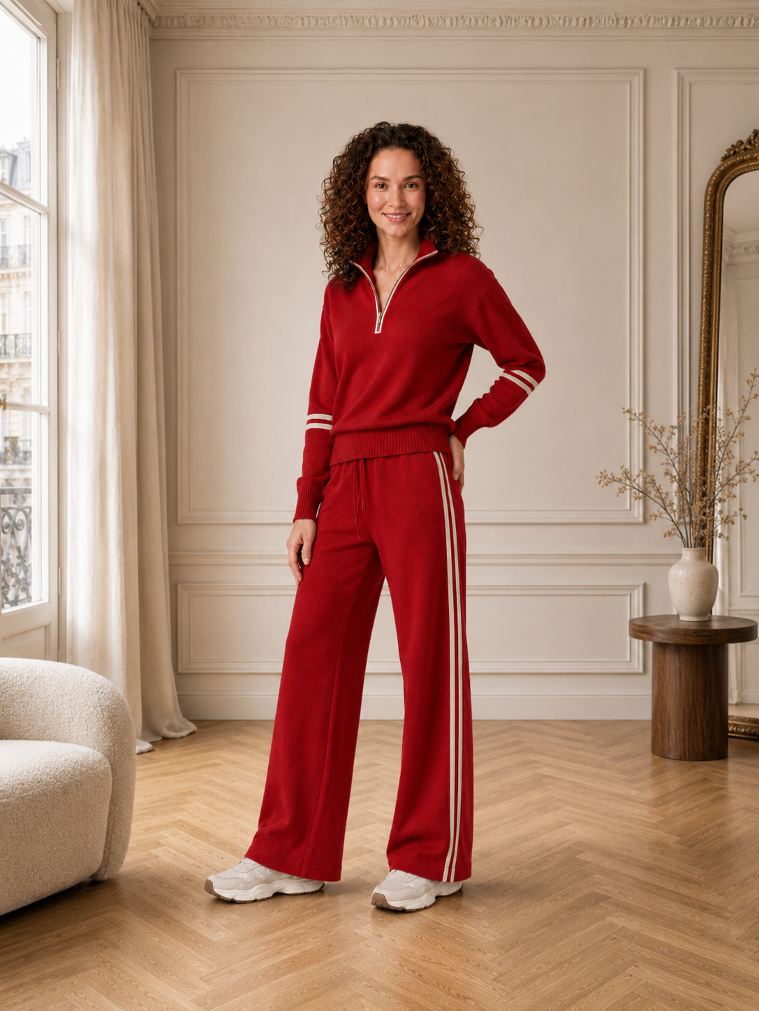 Serena | Ensemble Pull Zippé et Pantalon Large