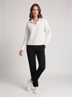 Liv | Sweatshirt femme côtelé à demi-zip