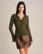 Salomé | Cardigan Col Chemise Manches Cloche