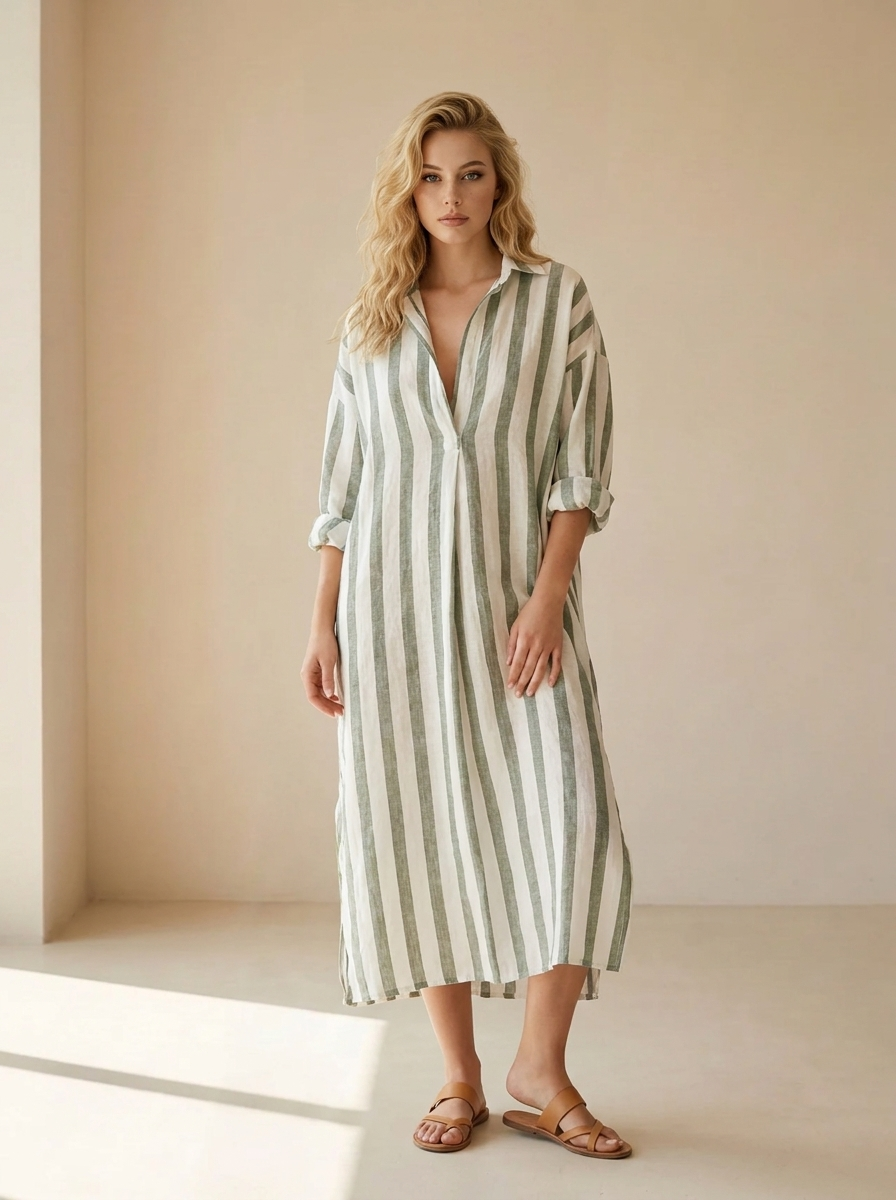 Maréa | Robe Chemise Longue À Rayures