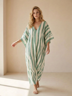 Seraphina | Robe Kaftan À Rayures Avec Col En V