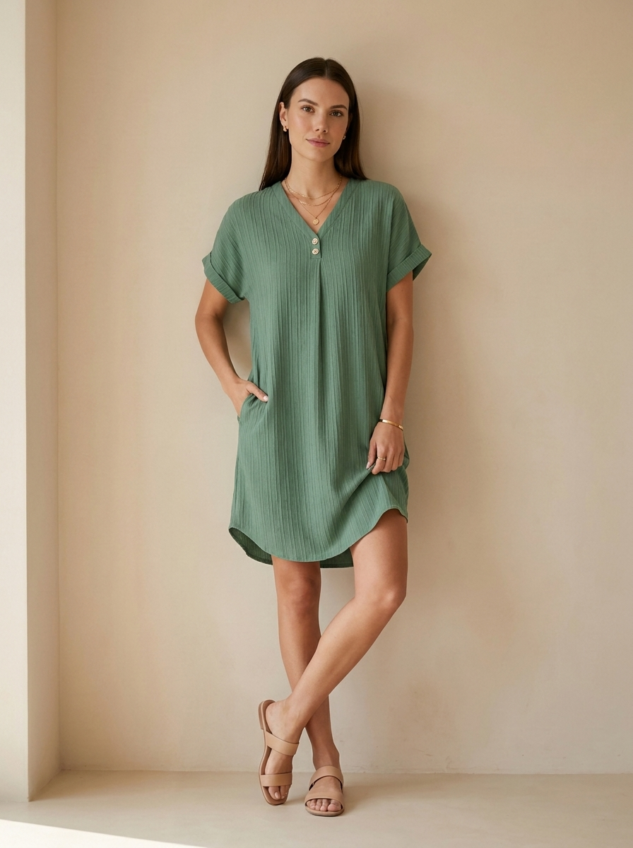 Elina | Robe T-Shirt Col V