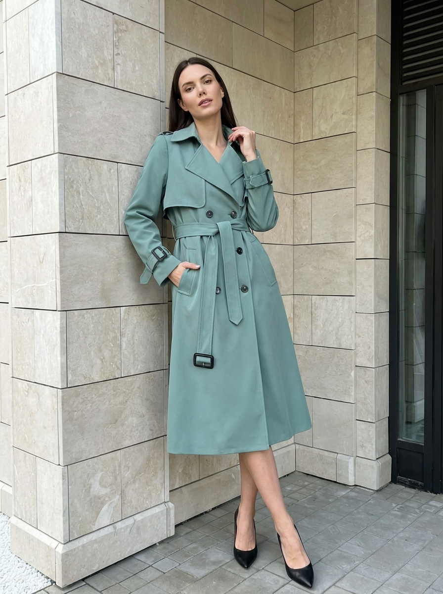 Colette | Trench Élégant Ceinturé à Double Boutonnage