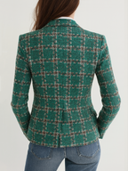 Joséphine | Blazer en Tweed à Carreaux Coupe Ajustée