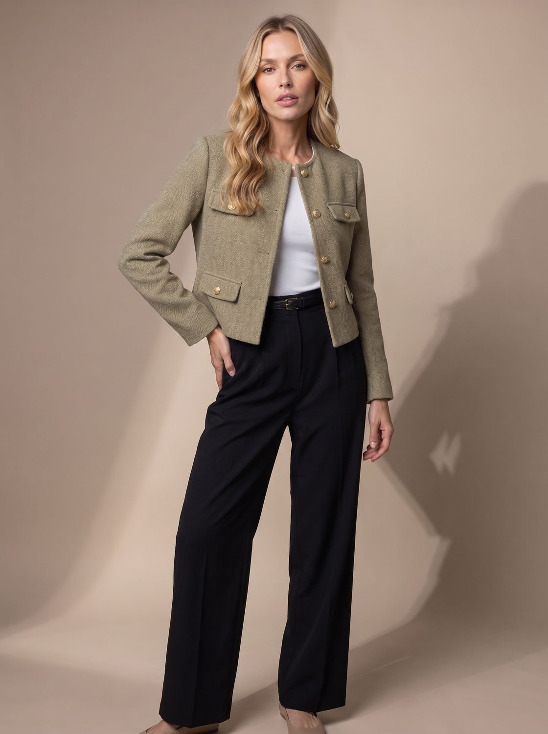 Marceline | Veste Tweed Courte Boutons Dorés