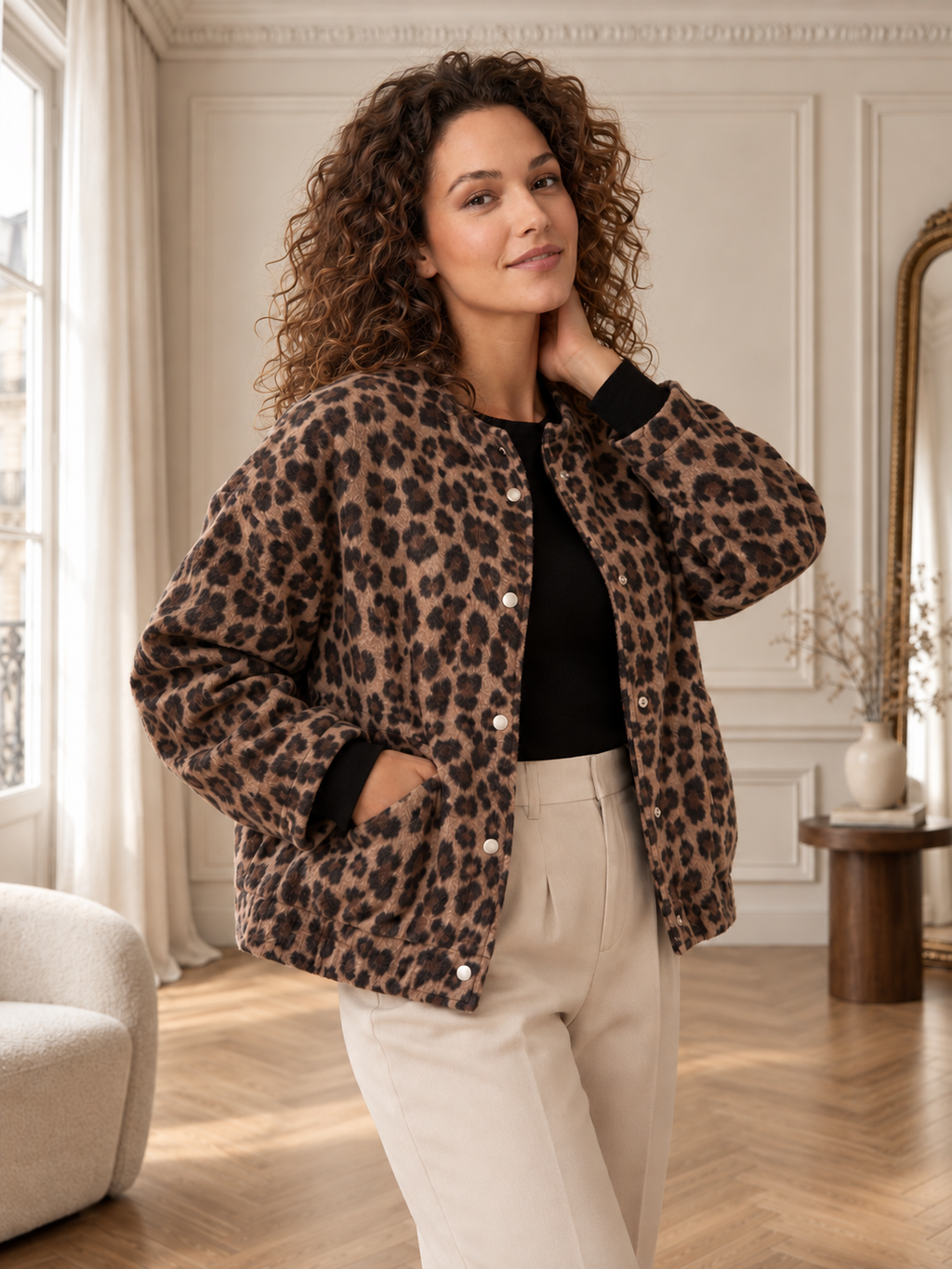 Léonie | Veste Léopard Décontractée