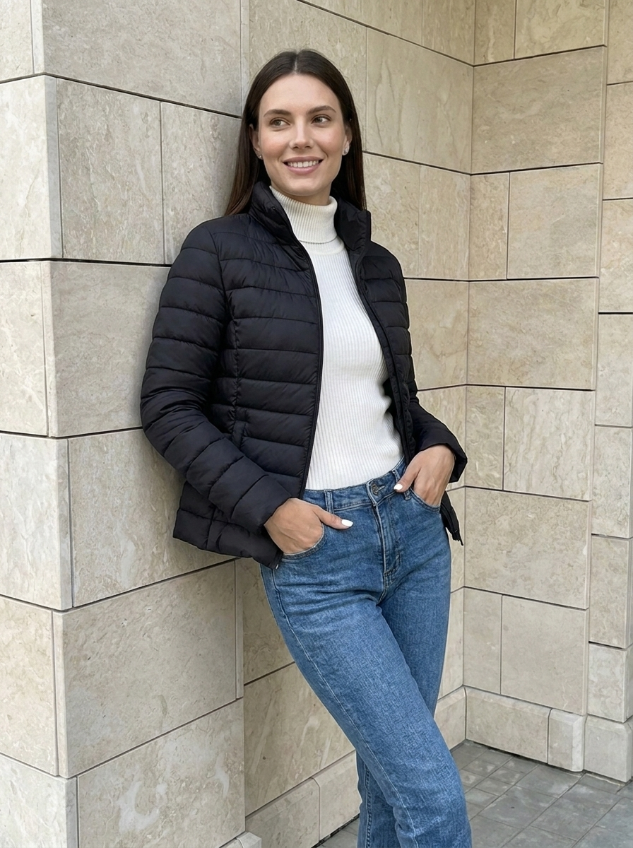 Camille | Veste Matelassée Légère à Col Montant