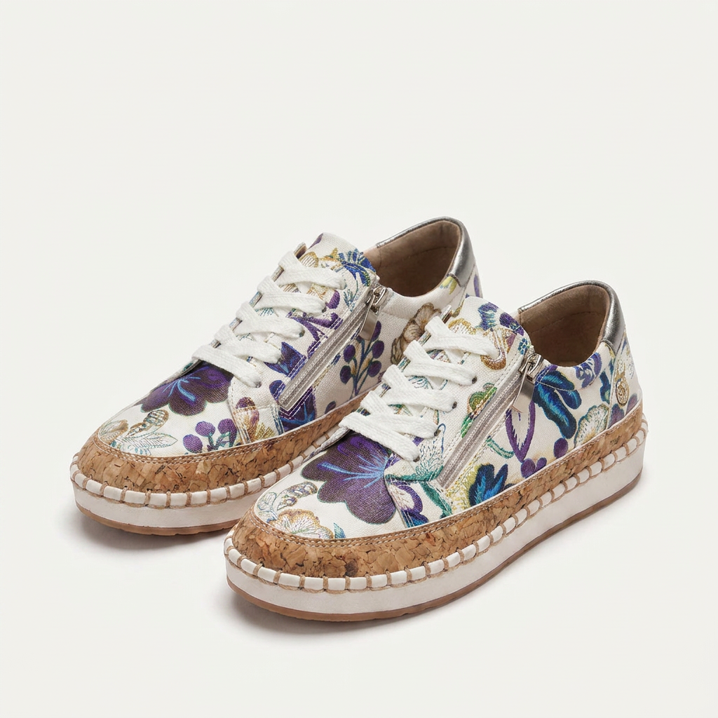 Élora | Baskets Florales Orthopédiques à Lacets