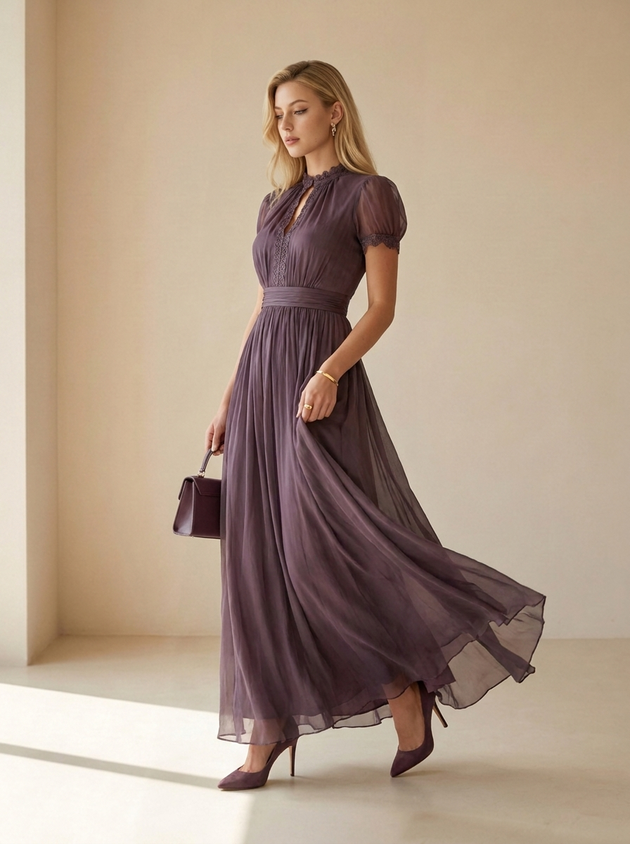 Celestine | Robe Longue Plissée Élégante