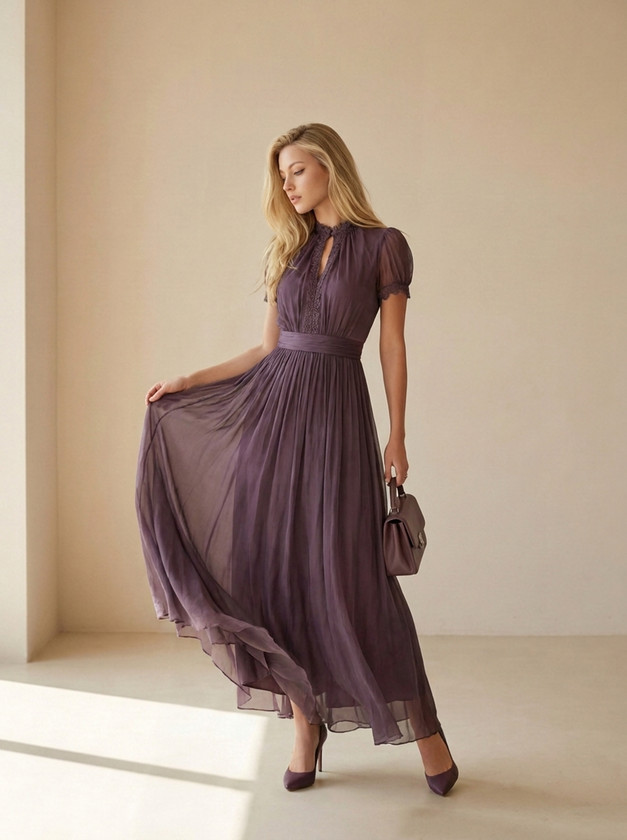 Celestine | Robe Longue Plissée Élégante